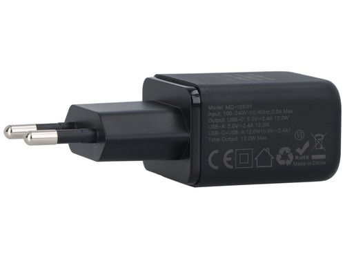 Nowy adapter ładowarki sieciowej Encore Energy USB-A USB-C 12W MD-1283R - Zdjęcie 5 z 7