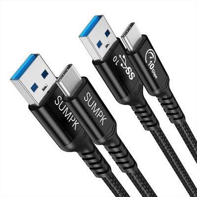 SUMPK USB C Kabel 10Gbps [1m 2er Pack], 60W Schnellladung C 3.1 1m, schwarz