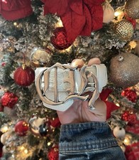 Chrome Hearts Silver Buckle Ch Logo Size 38 with Leather Belt and Box Included