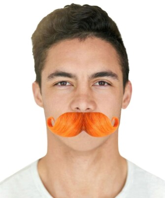 Mens Moustaches, Orange , M-1047