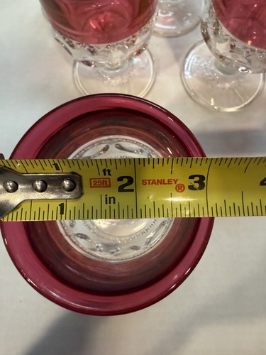 VIntage US GLass DUBONNET / KINGS CROWN Ruby Cranberry Goblets Set of 6 - Picture 9 of 15