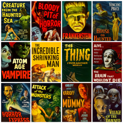 150 Horror Scary Movies Public Domain Flash Drive 64GB USB 200+ Hrs Royalty Free