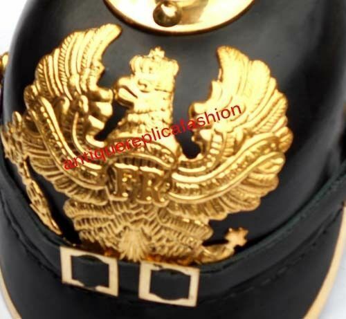 Kaiserlicher Offizier Fr Helm WW1 WW2 German Preußian Leather Pickelhaube Helmet - Bild 3 von 4