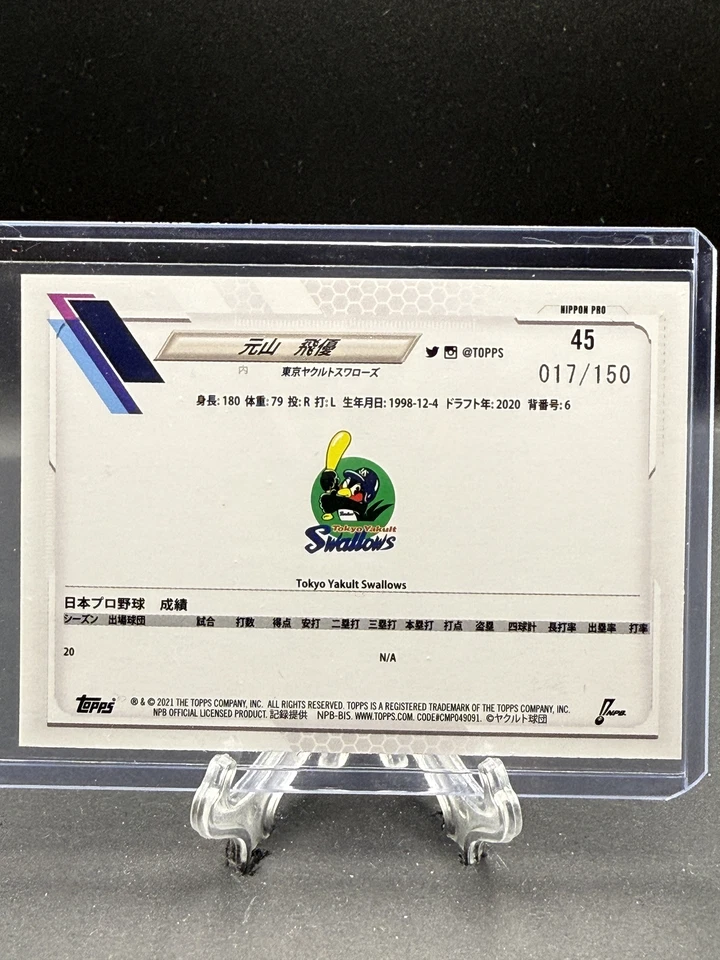 HIYU MOTOYAMA RC 2021 Topps NPB Rainbow Foil #45 #'d 017/150 - Image 2 of 2