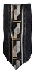 Louis Feraud Mens Necktie Tie Geo Black Textured Pure Silk 58" x 4" USA Made