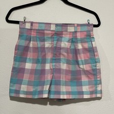 Palmettos Shorts Small Pastel Multicolor Plaid High Rise Vintage Mom Shorts 80s