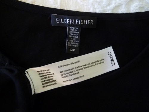 Eileen Fisher schwarz Viskose Jersey abgewinkelte Nähte + Saum Midi A-Linie Kleid S M $ 278 - Bild 5 von 12