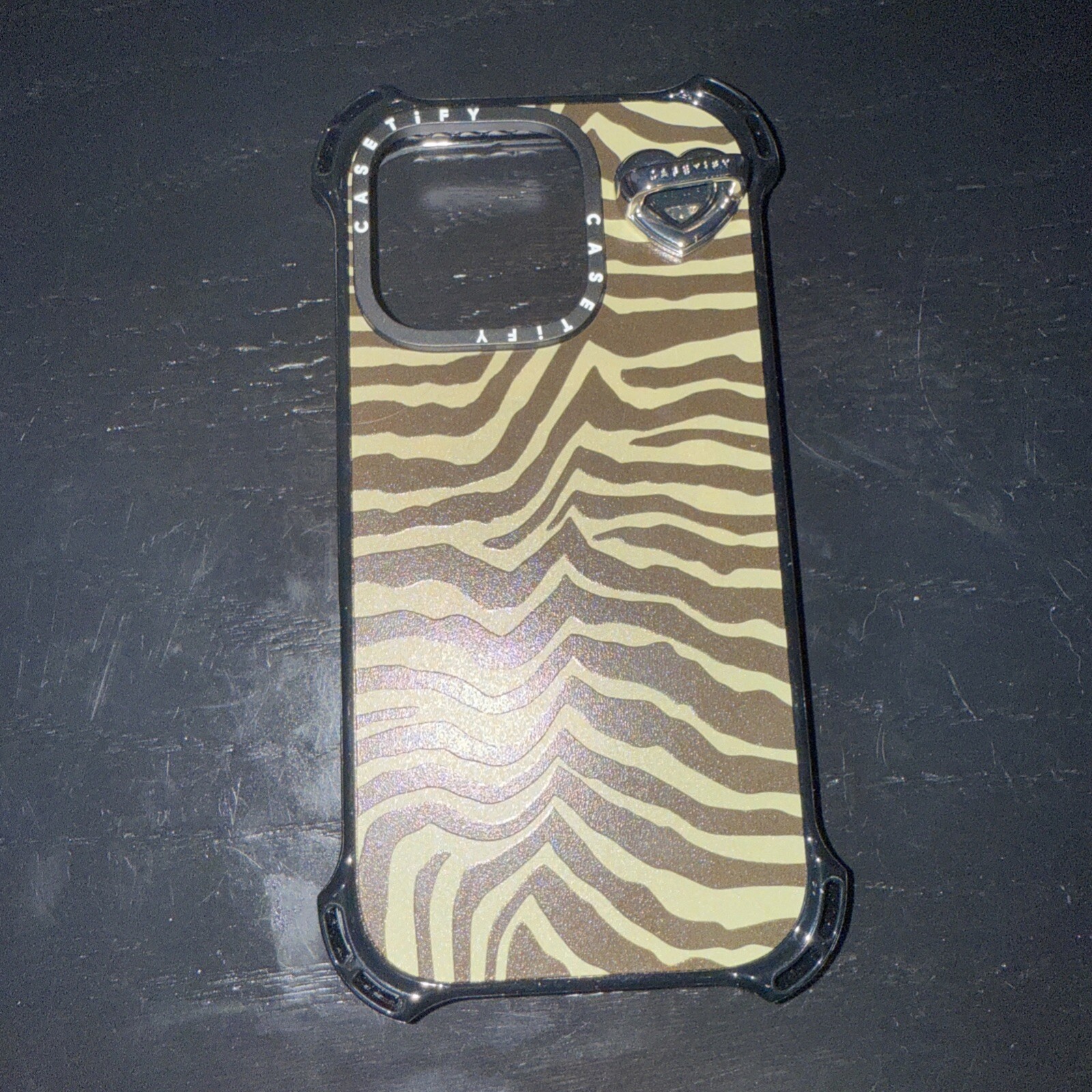 CASETiFY Bounce Zebra Brown iPhone 16 Pro Case Featuring Heart Charm-image