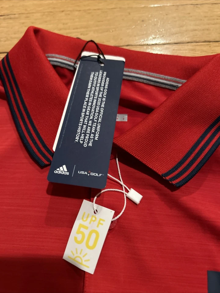 阿迪达斯 Team USA Ultimate 365 纯色高尔夫 Polo 衫 M 码 DN4221 红色罕见男式 — 第 4/4 张图片