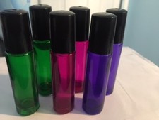 60 colored Essential Oil Perfume Glass Bottles Roller Ball 10ml Stainless steel