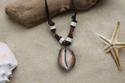NEW COWRIE SHELL NECKLACE SURF SKATER ETHNIC BEACH ADJUSTABLE BROWN CORD /n174vi
