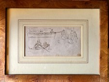 Antico Disegno Barca XIX Secolo  con cornice in radica Idea Arredamento Regalo