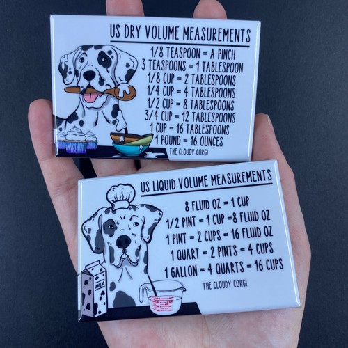 Harlequin Great Dane Dog Measuring Chart Magnet Set Kitchen Cooking Baking Guide - Picture 8 of 12