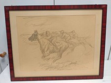 Pferd und Reiter Otto Dill Lithoragphie 7/12, gerahmt 49x38 cm