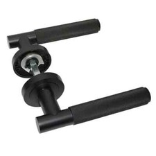 Knurled Lever on rose door handle pairs Satin Brass, Black, Chrome