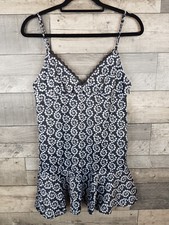 Urban Outfitters Mini Dress Size Medium Black Blue Strappy Ruffle Floral Summer