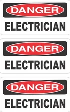 LOT OF 3 DANGER ELECTRICIAN  HELMET/HARD HAT/TOOLBOX STICKER DECAL HS-5001