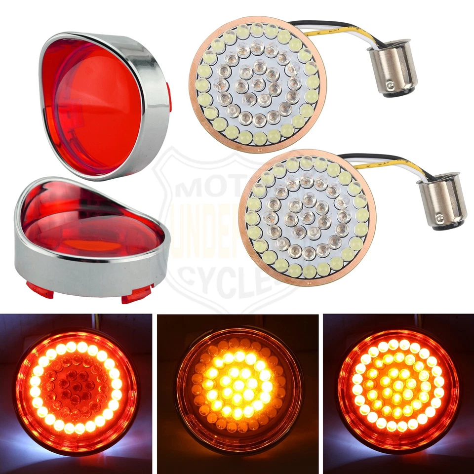 Insertos de luz de señal de giro LED ámbar blanco 1157 para Harley Touring Electra Glide Foto 3 de 4