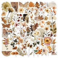 60pc Dried Flowers Leaves Sticker Lot Cottagecore Aesthetic Craft Scrapbook