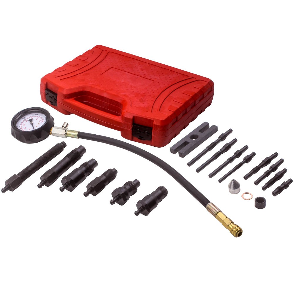 16Pcs Diesel Engine Compression Gauge Tester Cylinder Pressure Test Tools Kit UK