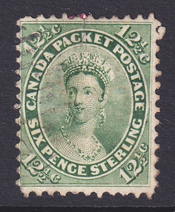Canada sound used 1859 12.5 cent deep yellow-green