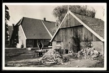 Enter, Stationsweg, Boerderijplein met schuur en hout Stapels, postcard
