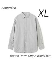 nanamica Button Down Stripe Wind Shirt XL Brown CORDURA  Nylon
