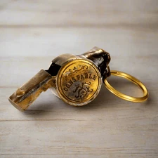 Constable Solid Brass Whistle With Raised Star & Antique Finish (2" x 0.75")