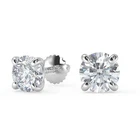 2 Ct Round Cut Stud Diamond Earrings VS1 D Screw Back White Gold 14k
