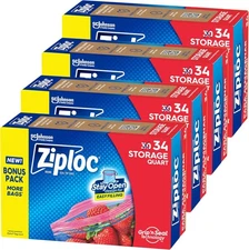 Quart Food Storage Bags, Stay Open Design Stand-Up Bottom, Easy to Fill, 136