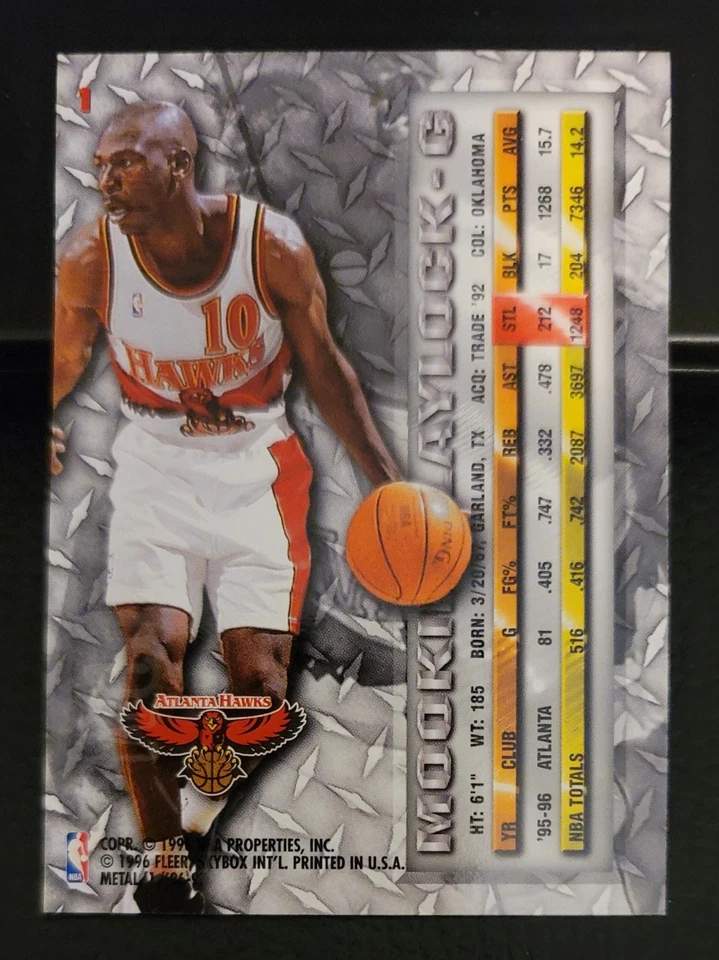 1996-97 Fleer Metal Basketball #1 Mookie Blaylock  Atlanta Hawks - Image 2 of 2