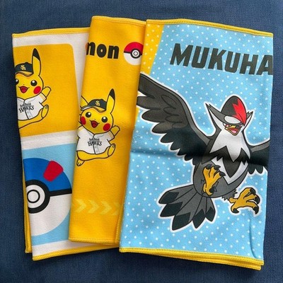 Pokemon Hawks Collab Face Towel Set 3 Pcs Pikachu, Mukuho, SoftBank Hawks