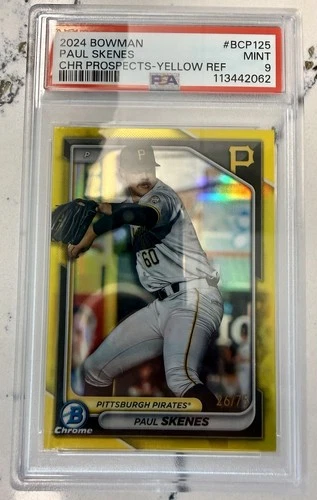 2024 Bowman Chrome Paul Skenes #BCP125 Yellow Refractor /75 PSA 9