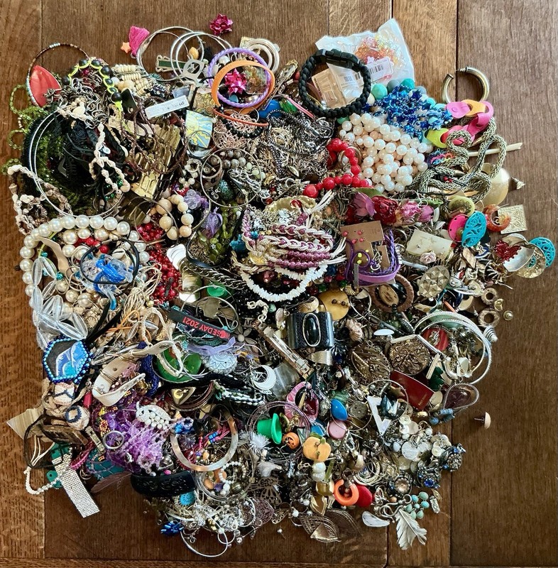 13 Lbs. Vintage & Modern, Some Signed, Costume Jewelry Lot, Crafts.    4