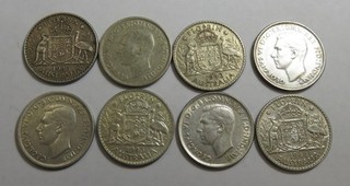 Australia 1 fiorino set 8 monete__1942 1944__argento