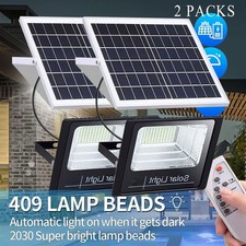 2Pack LED 300W Solar Flood Light Security Wall Outdoor Street Lamp With Remote