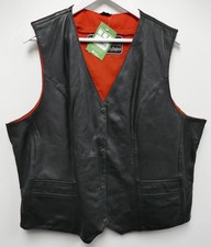Bikers Paradise Waistcoat Black Real Leather 100% Cotton Mens Chest 50 Inch