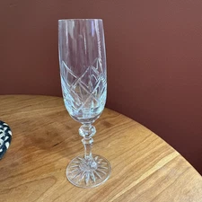 Bohemia Crystal Crystalex Fluted Champagne Glass Criss Cross Cut