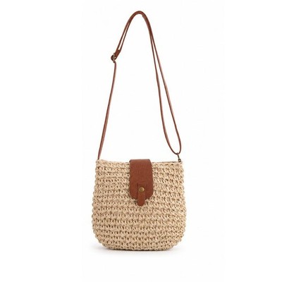 Damen Strohtasche handgemacht Umhängetasche Strand Schultertasche Sommer