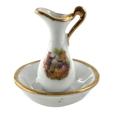 Limoges Miniatures by Fontanille & Marraud Pitcher & Bowl Set Serenade Rococo