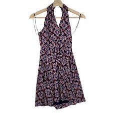 Express Floral Tulip Print Halter Dress size 2 Blue/Red