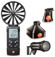 Testo 417 Digital Vane Anemometer Kit with measurement funnels and flow