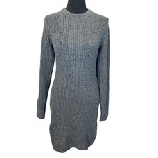 New ~ ALL IN FAVOR ~ Women's Gray Long Sleeve Knitted Sweater Dress Size Medium
