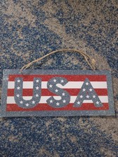 USA American Flag Sign Patriotic Americana July 4 Wall Door Plaque Stars Stripes