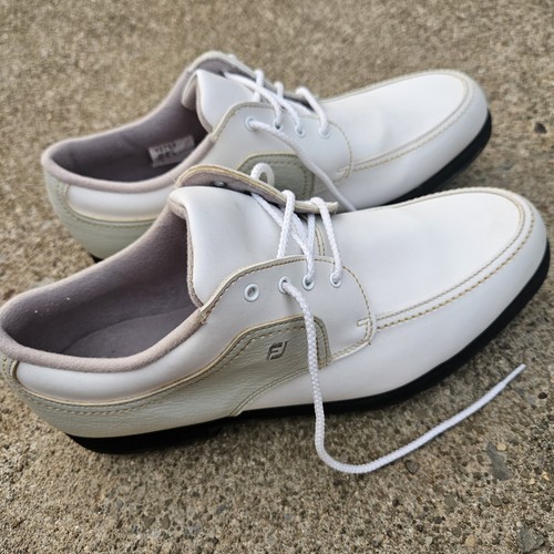 FOOTJOY WOMEN'S White Grey Golf Shoes Lace-Up Cleats Size 10 M