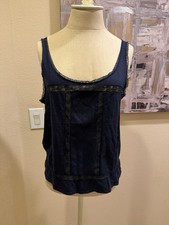 Abercrombie Fitch Navy Blue Lace Panel Tank Top Women's XL