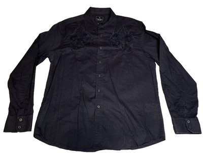 Marc Ecko Mens No 72 Times Square Button Up Shirt Sz L Embroidered Long Sleeve