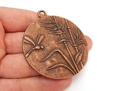 Dragonfly Pendant, Nature Charms Earring Charms Antique Copper 67x60mm G21627