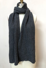 Polo Ralph Lauren Scarf 78" Long Unisex Charcoal Grey Ribbed Lambswool Blend