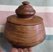 vintage Koa wood  bowl with cover. hawaii hawaiian